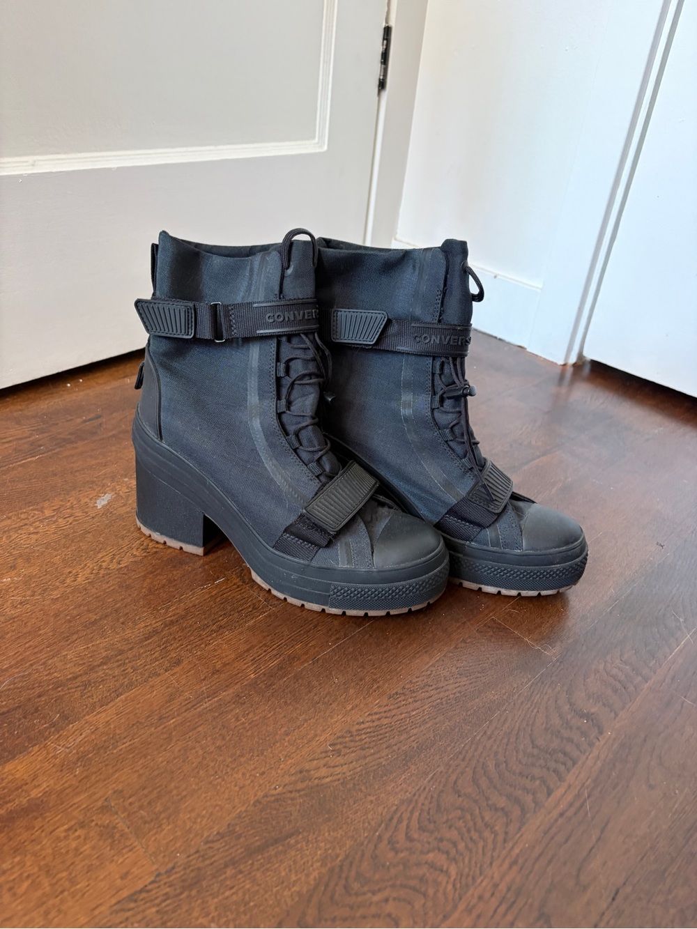 Converse Black Chunky-Heel Combat Boots